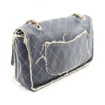 Chanel Shoulder Bag Quilted Denim Blue Chain — view 2