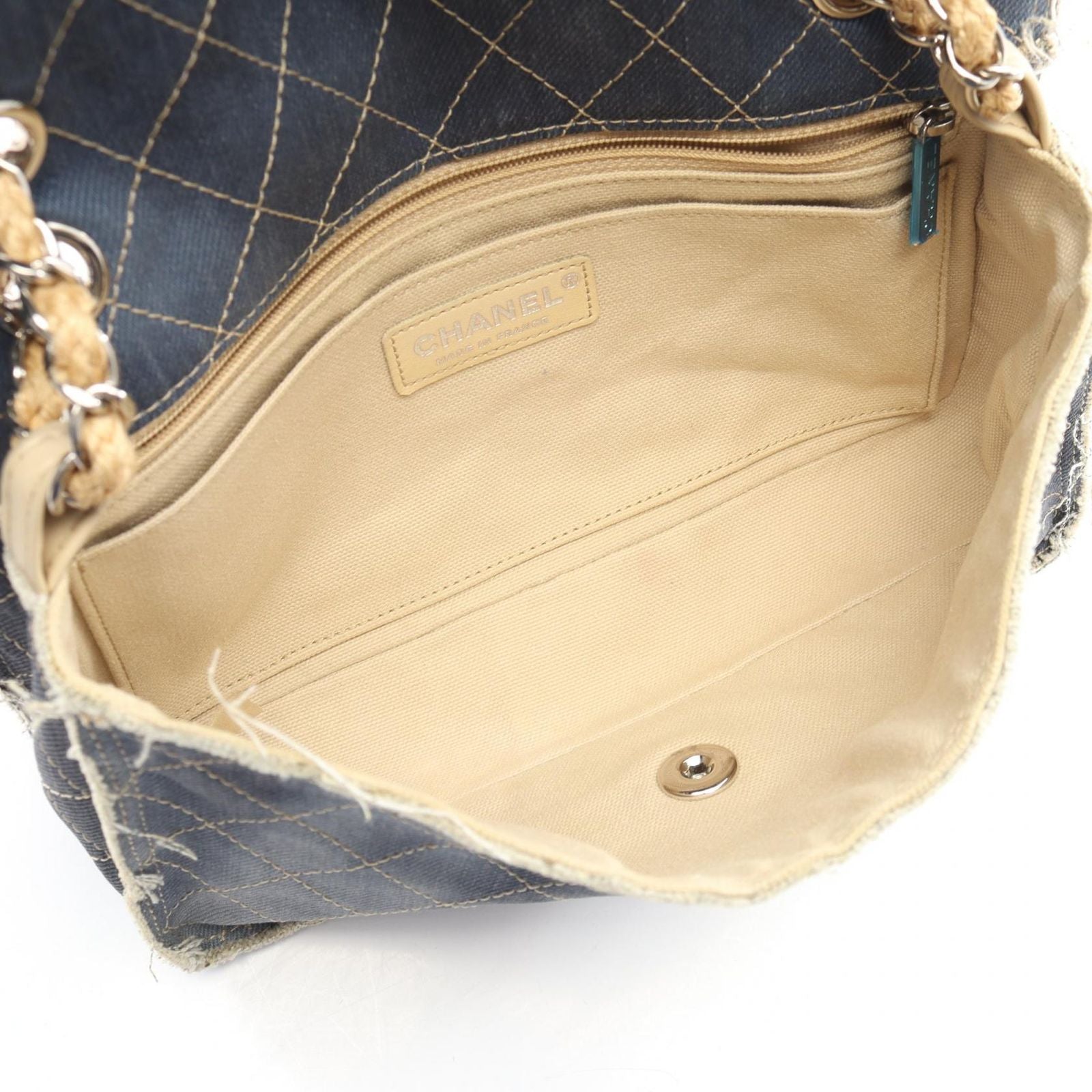 Chanel Shoulder Bag Quilted Denim Blue Chain — view 3