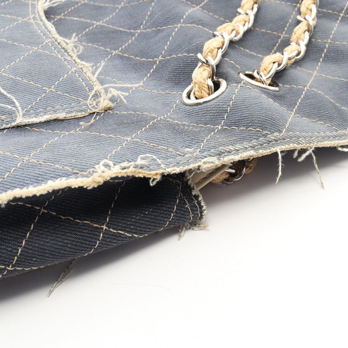 Chanel Shoulder Bag Quilted Denim Blue Chain — view 8