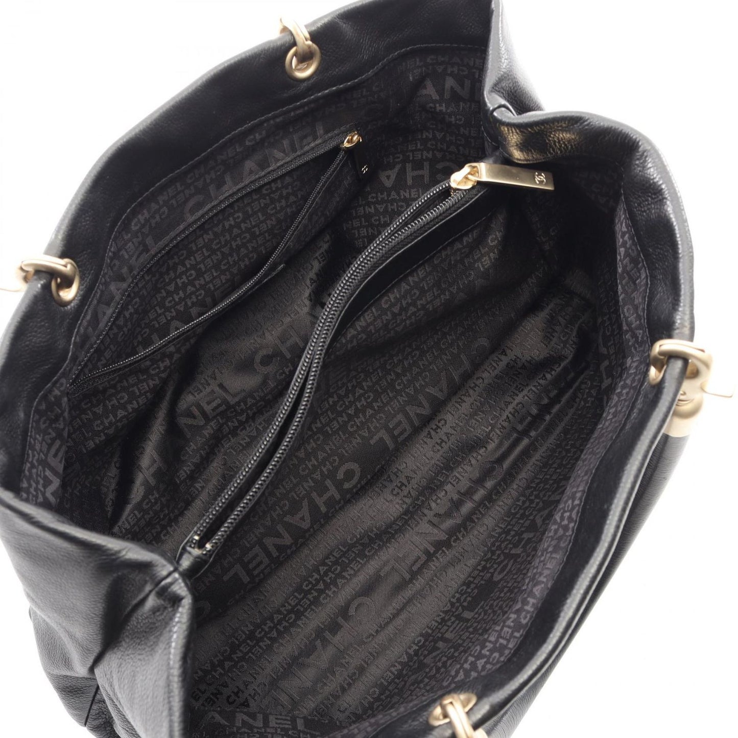 Chanel Handbag CC Logo Black Caviar Leather Tote — view 3