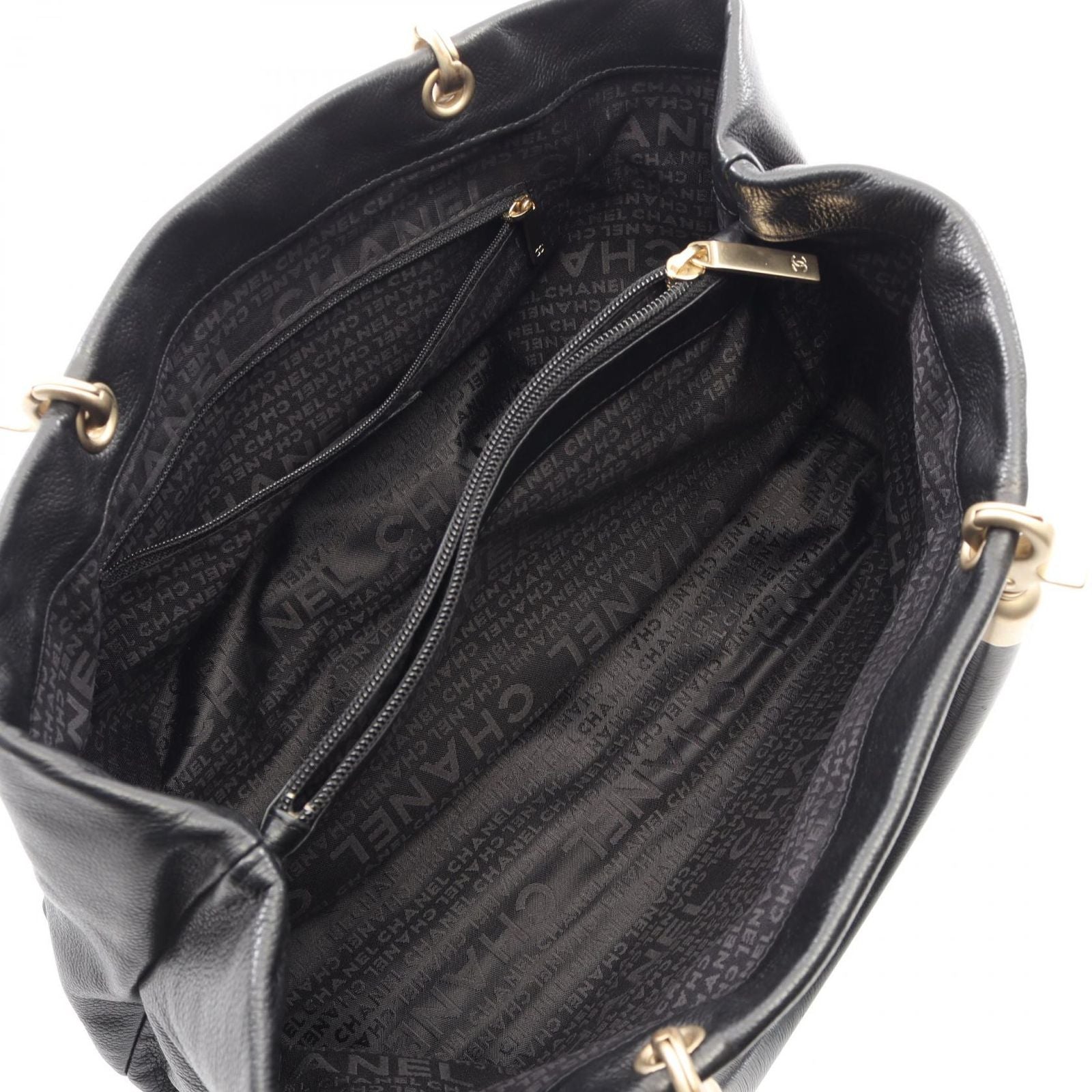 Chanel Handbag CC Logo Black Caviar Leather Tote — view 3