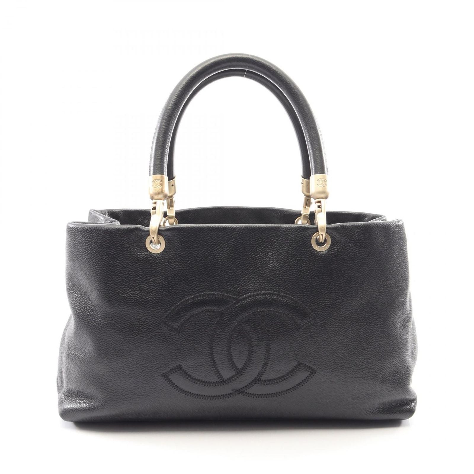 Chanel Handbag CC Logo Black Caviar Leather Tote