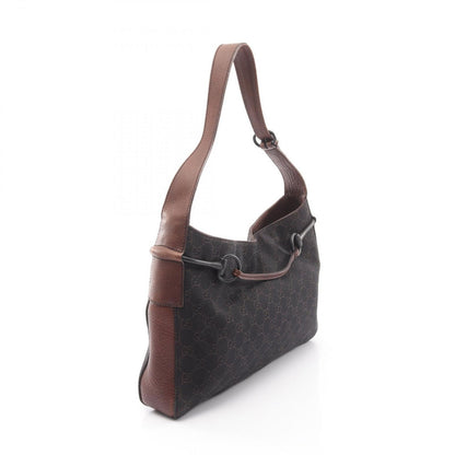 Gucci Shoulder Bag GG Pattern Dark Brown Black Canvas Leather Horsebit — view 2
