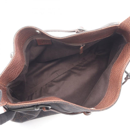 Gucci Shoulder Bag GG Pattern Dark Brown Black Canvas Leather Horsebit — view 3