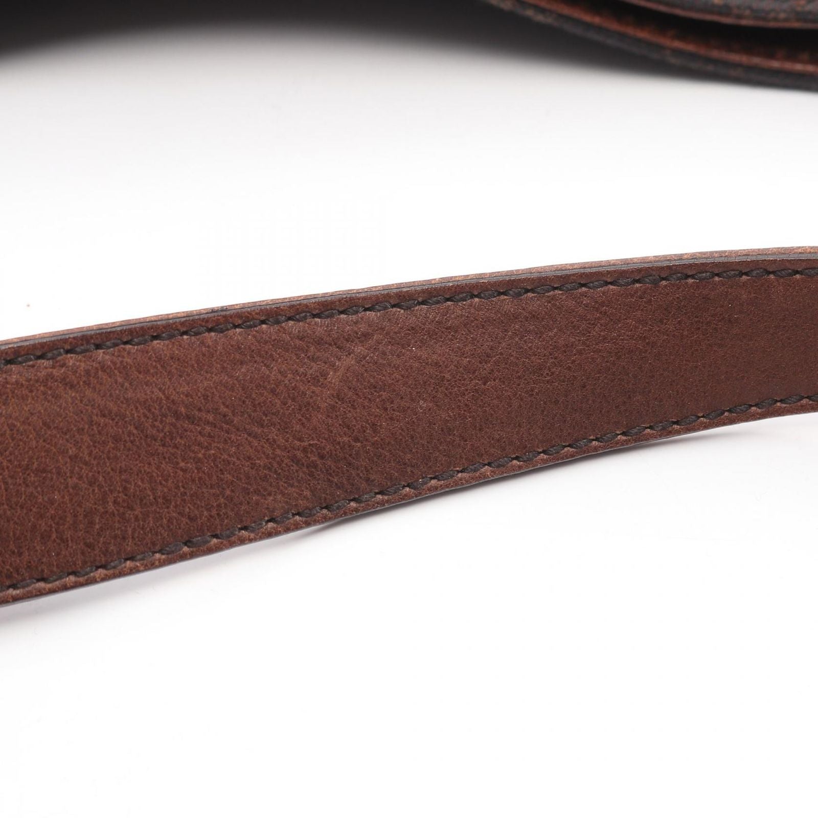 Gucci Shoulder Bag GG Pattern Dark Brown Black Canvas Leather Horsebit — view 7