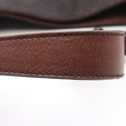 Gucci Shoulder Bag GG Pattern Dark Brown Black Canvas Leather Horsebit — view 8