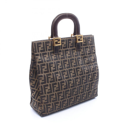 Fendi Tote Zucca Brown Black Canvas Leather — view 2