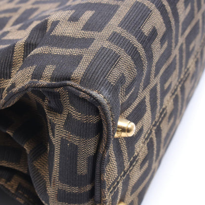 Fendi Tote Zucca Brown Black Canvas Leather — view 7