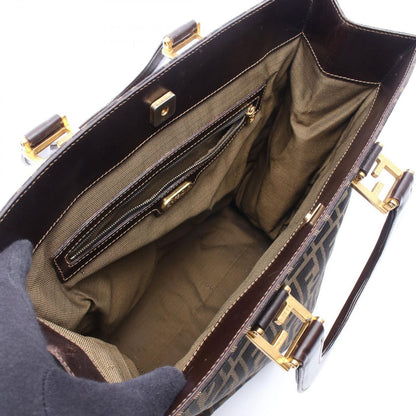 Fendi Tote Zucca Brown Black Canvas Leather — view 3