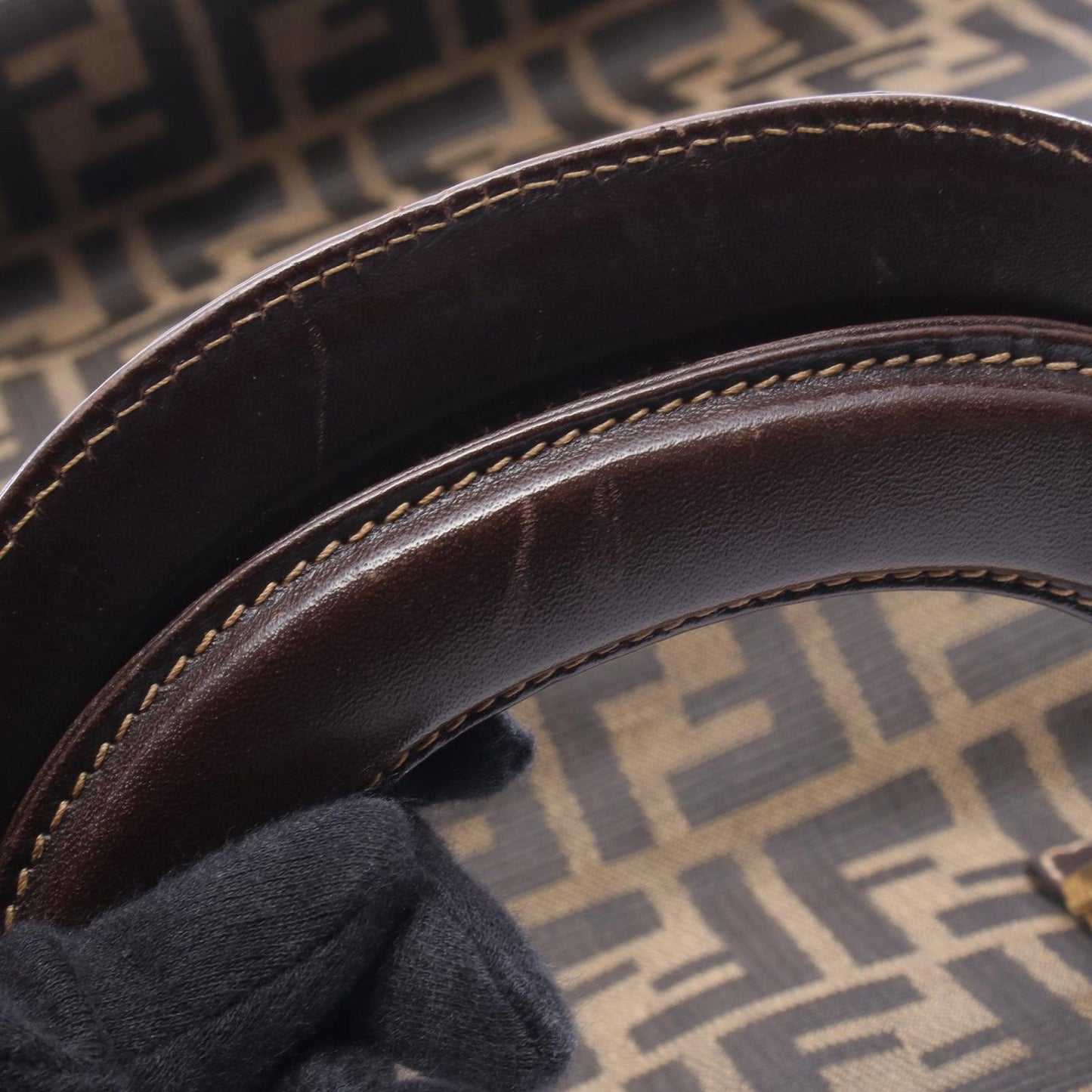 Fendi Tote Zucca Brown Black Canvas Leather — view 8