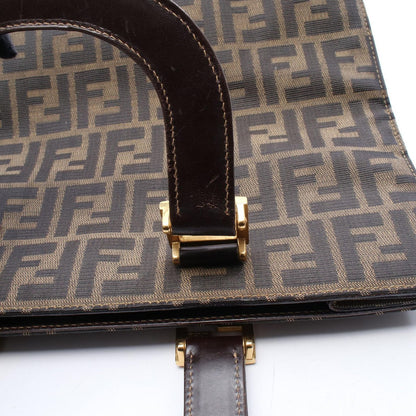 Fendi Tote Zucca Brown Black Canvas Leather — view 6
