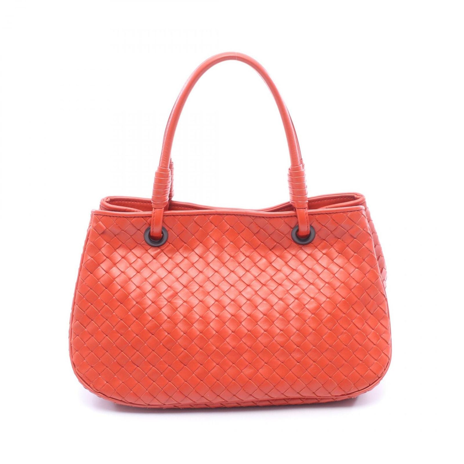 Bottega Veneta Handbag Intrecciato Satchel Orange Leather