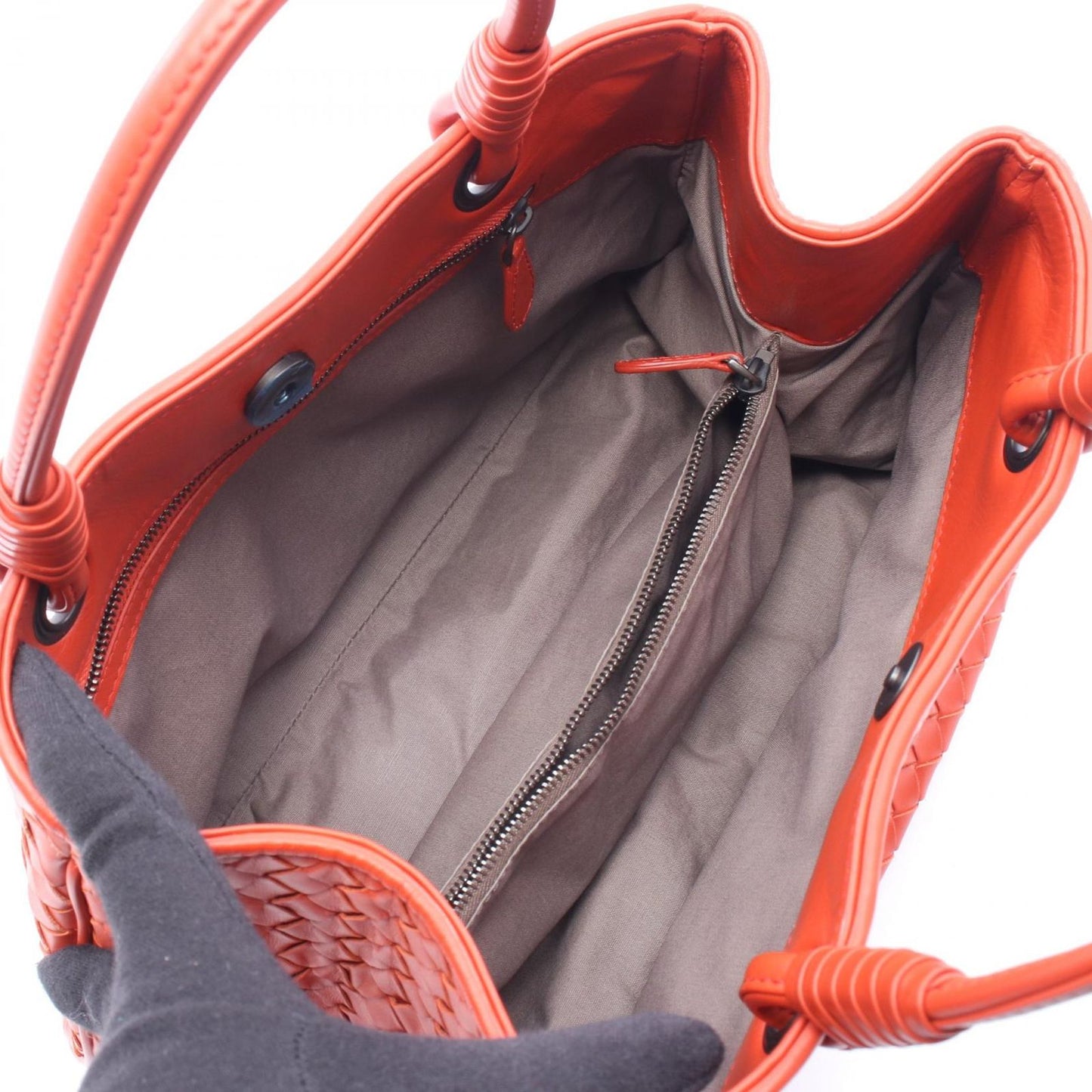 Bottega Veneta Handbag Intrecciato Satchel Orange Leather — view 3