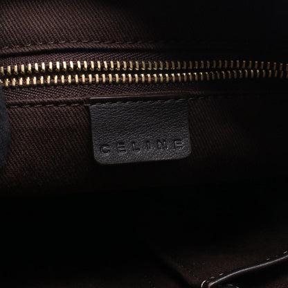 Celine Shoulder Bag Macadam Beige Dark Brown Canvas Leather — view 4