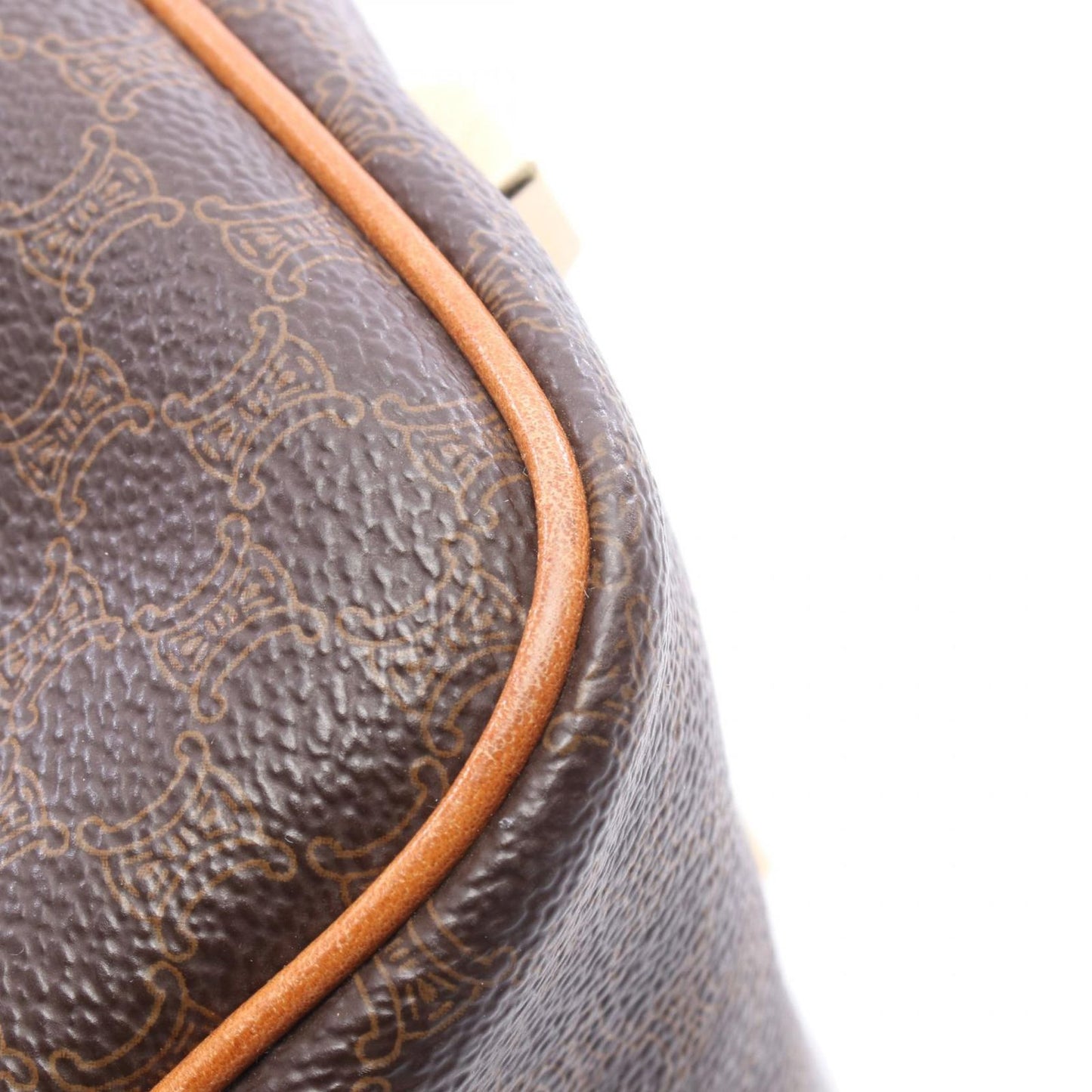 Celine Tote Macadam Brown Dark Canvas Leather Boston — view 7