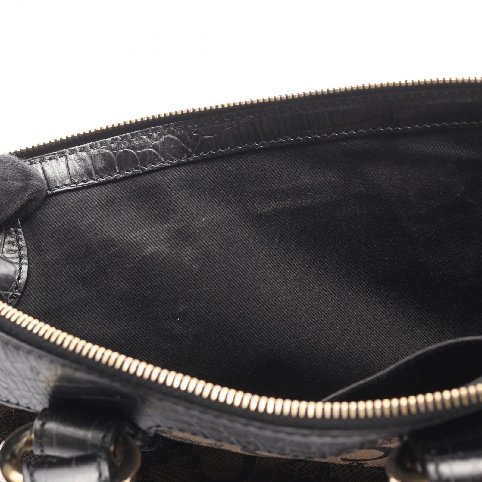 Celine Handbag Macadam Black Gold Canvas Leather Saluki 2-Way Hand — view 4