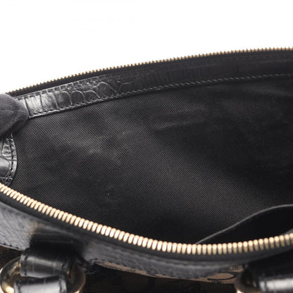 Celine Handbag Macadam Black Gold Canvas Leather Saluki 2-Way Hand — view 4