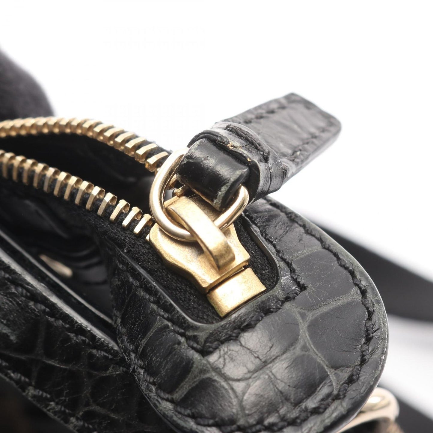 Celine Handbag Macadam Black Gold Canvas Leather Saluki 2-Way Hand — view 8