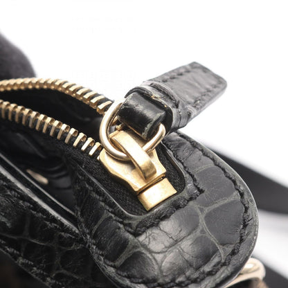 Celine Handbag Macadam Black Gold Canvas Leather Saluki 2-Way Hand — view 8