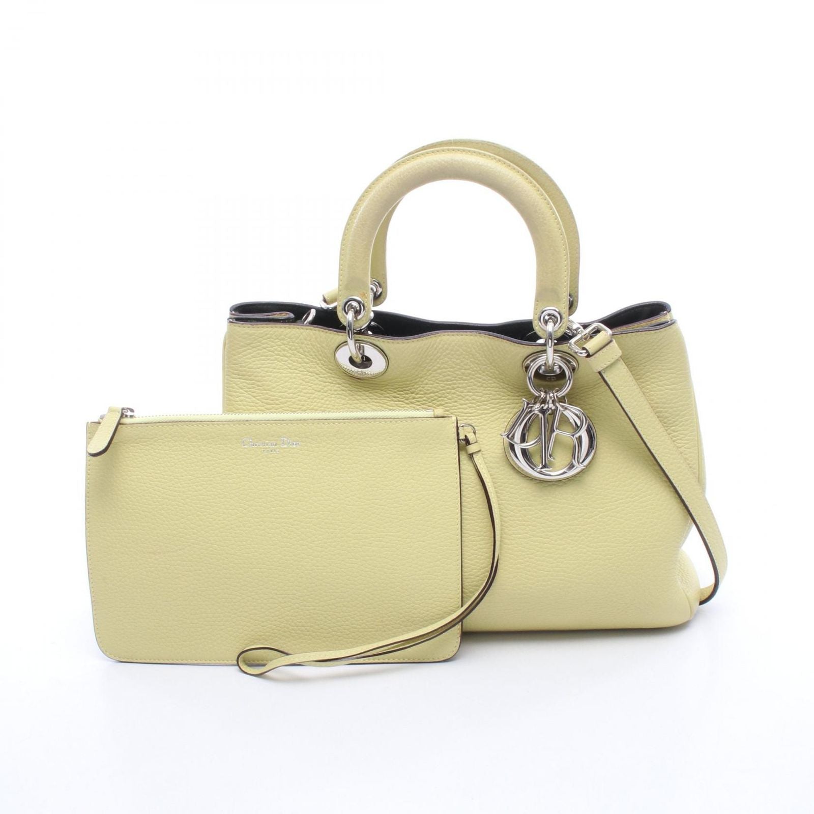 Dior Handbag Diorissimo 2-Way Yellow Leather Hand