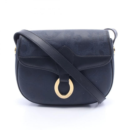 Dior Shoulder Bag Trotter Pattern Navy Canvas Leather