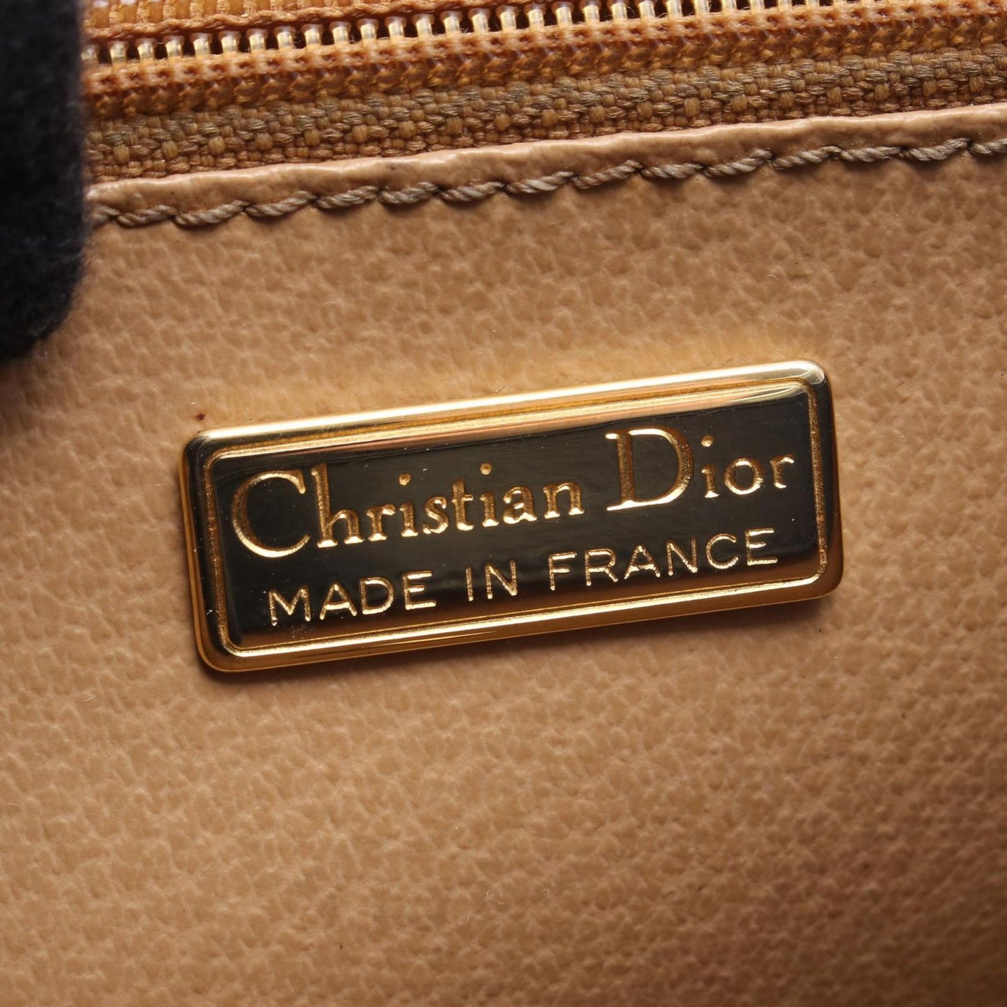Dior Shoulder Bag Trotter Pattern Navy Canvas Leather — view 4