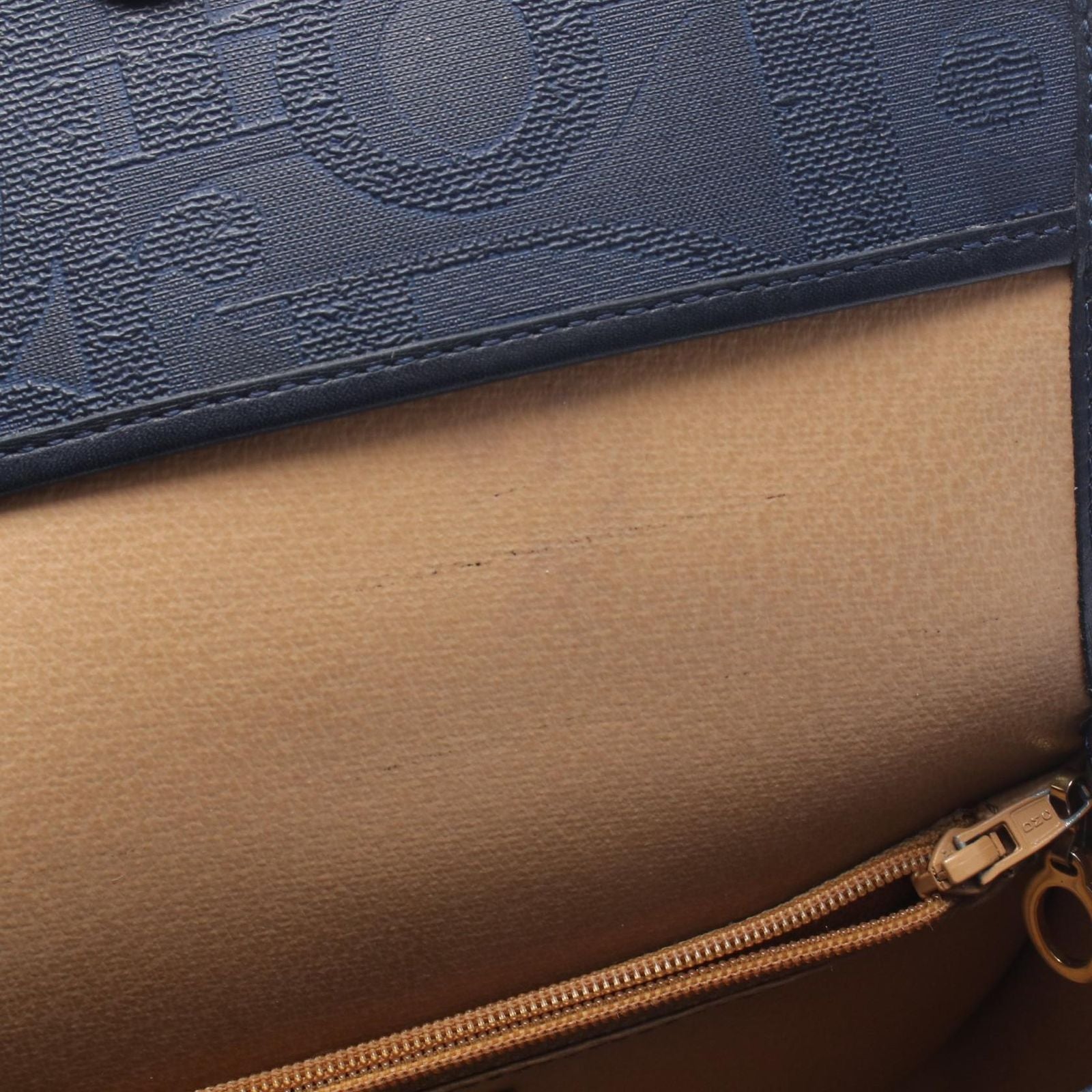 Dior Shoulder Bag Trotter Pattern Navy Canvas Leather — view 5