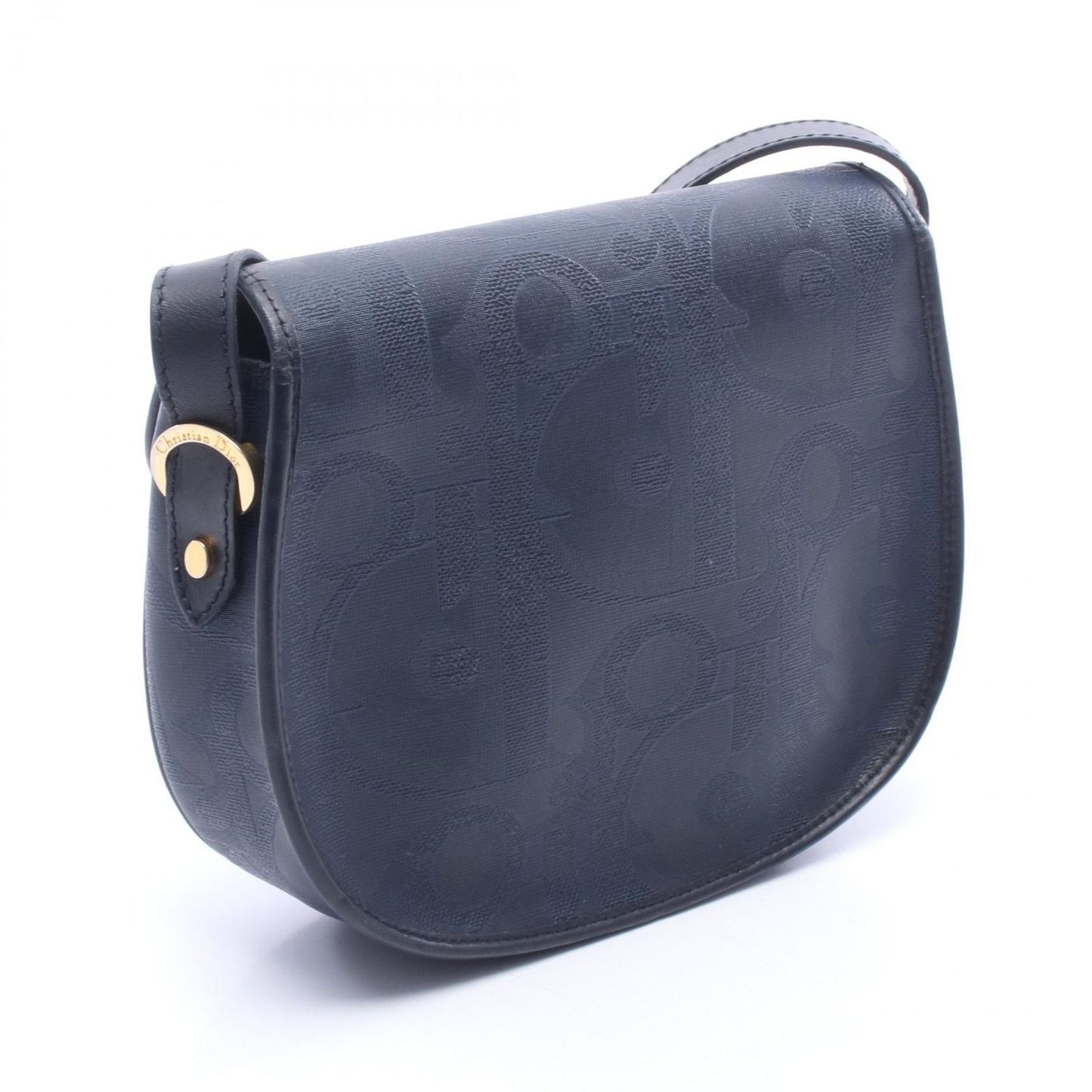 Dior Shoulder Bag Trotter Pattern Navy Canvas Leather — view 2
