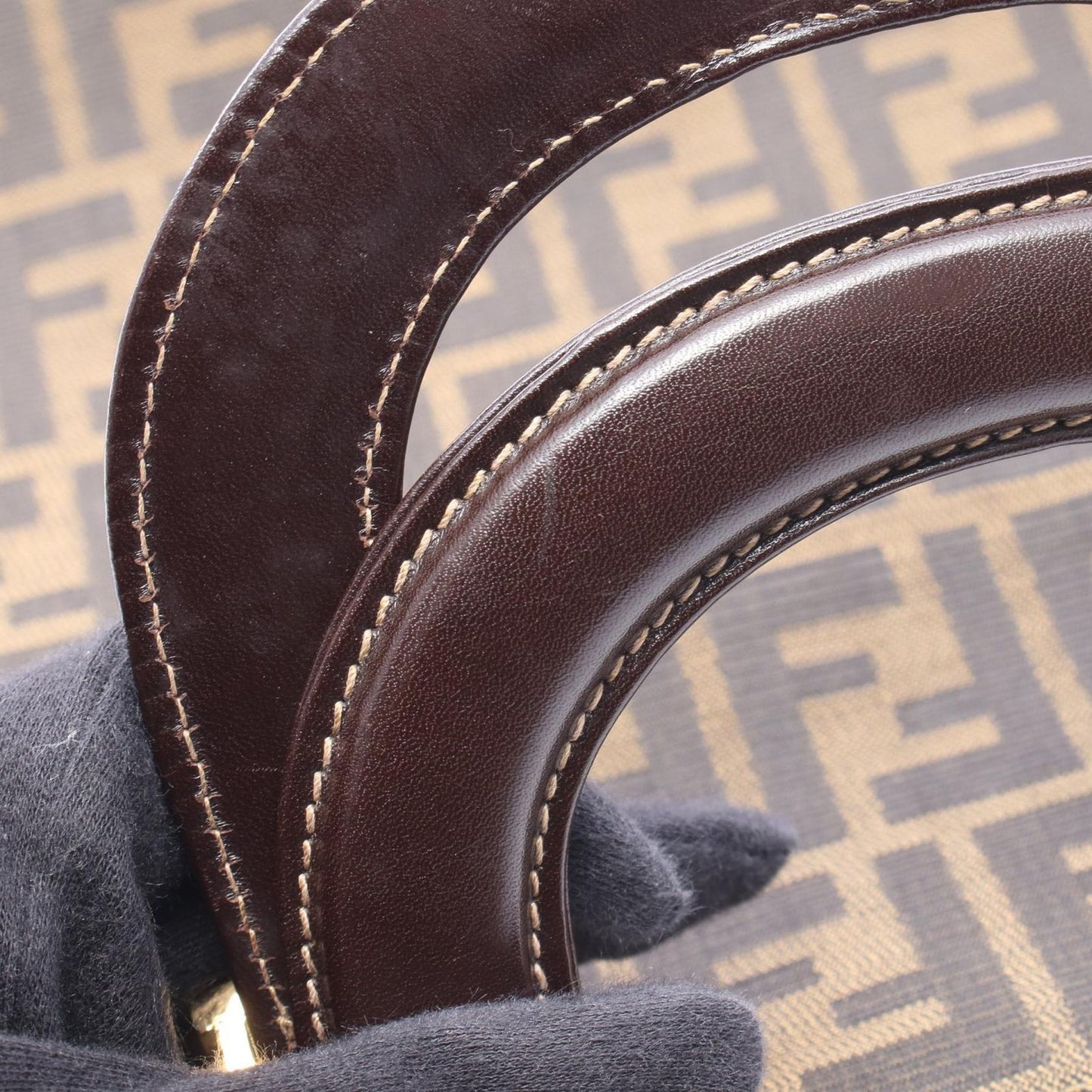 Fendi Tote Zucca Brown Black Canvas Leather — view 8