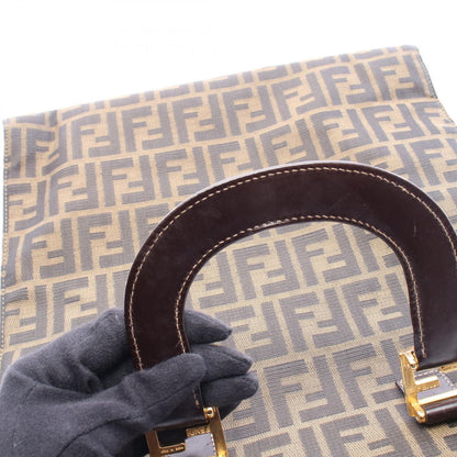 Fendi Tote Zucca Brown Black Canvas Leather — view 6