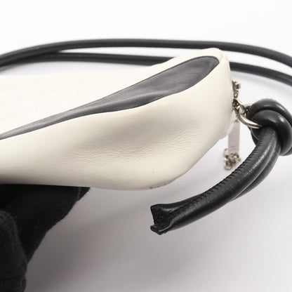 Chanel Handbag Cambon Line White Black Leather Pouch — view 8