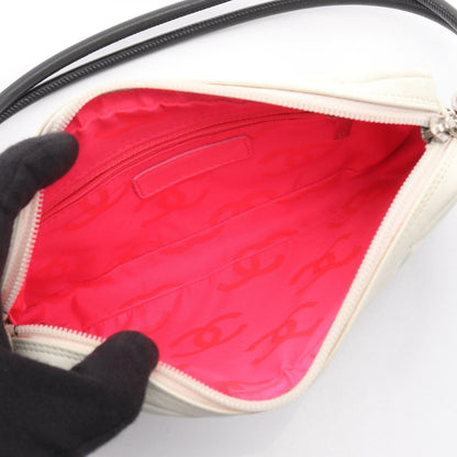 Chanel Handbag Cambon Line White Black Leather Pouch — view 3