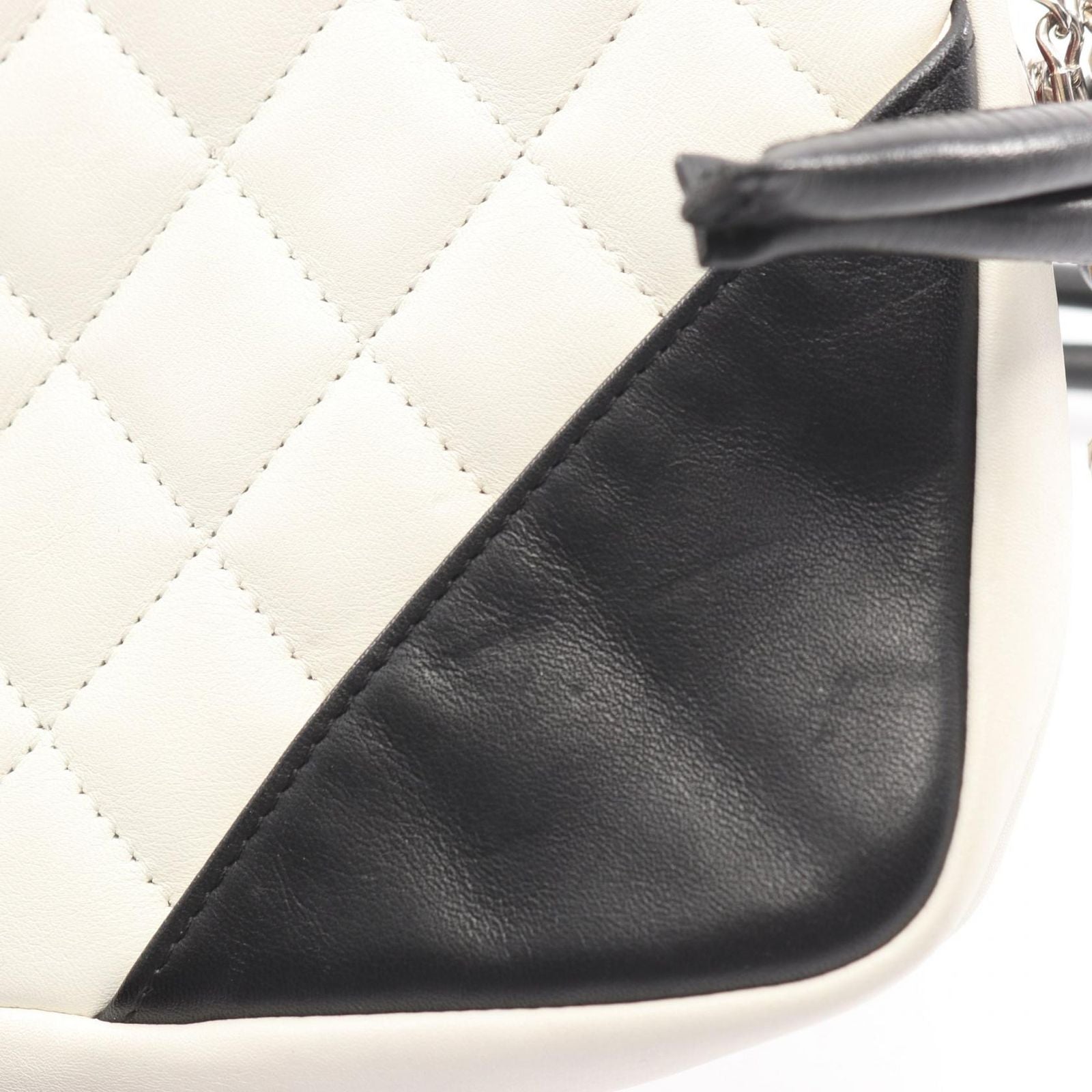 Chanel Handbag Cambon Line White Black Leather Pouch — view 6