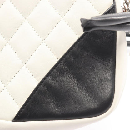 Chanel Handbag Cambon Line White Black Leather Pouch — view 6