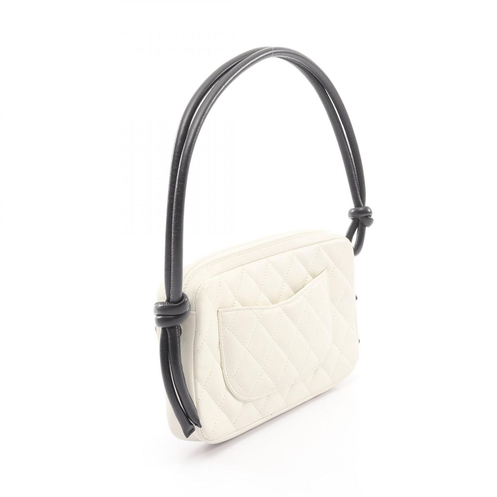 Chanel Handbag Cambon Line White Black Leather Pouch — view 2