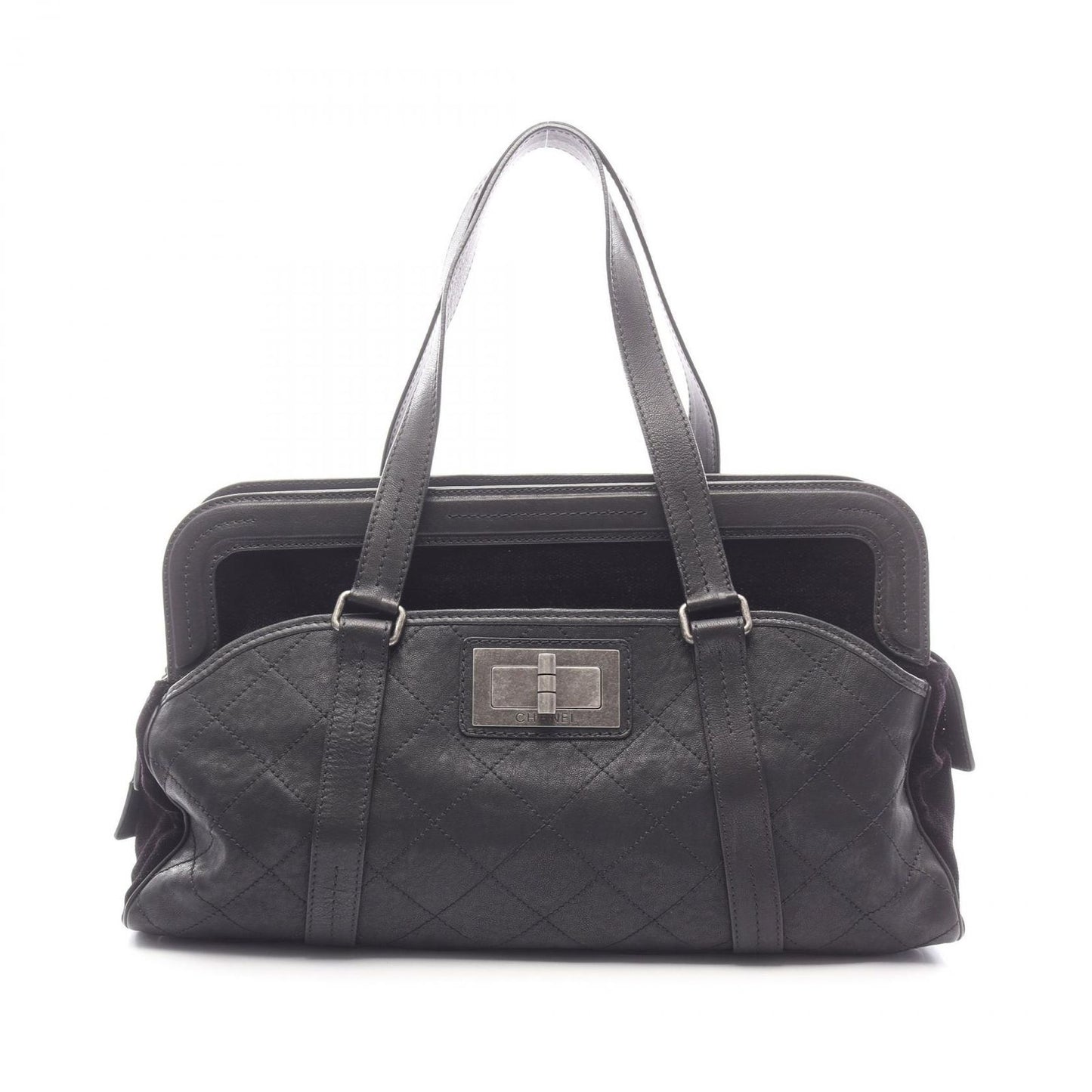 Chanel Boston Bag 2.55 Quilted Black Leather