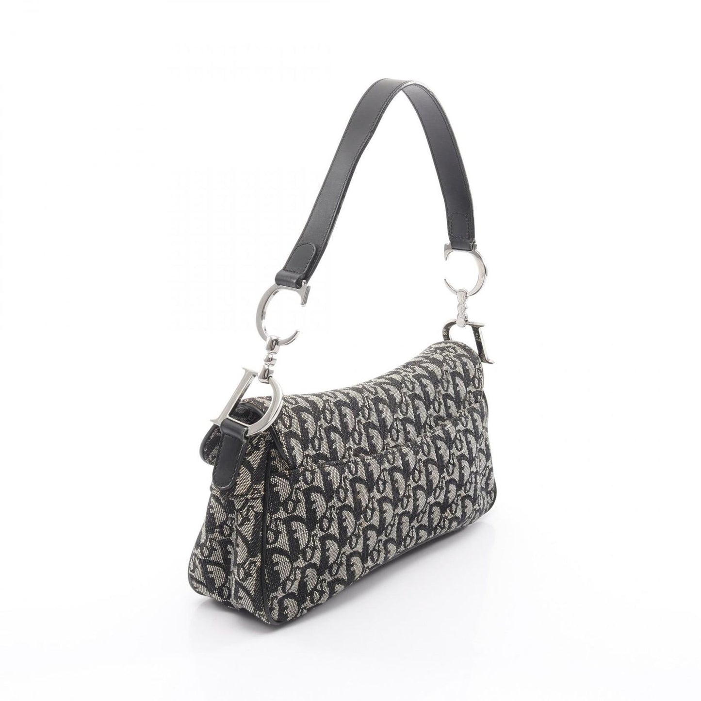 Dior Shoulder Bag Saddle Trotter Beige Navy Canvas Leather Oblique — view 2