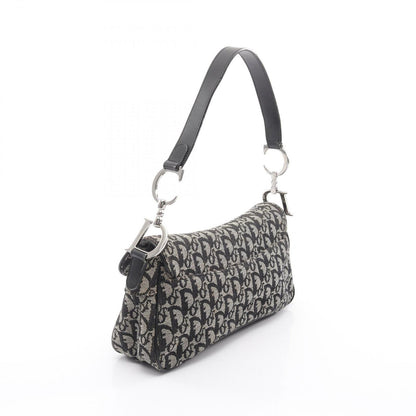 Dior Shoulder Bag Saddle Trotter Beige Navy Canvas Leather Oblique — view 2