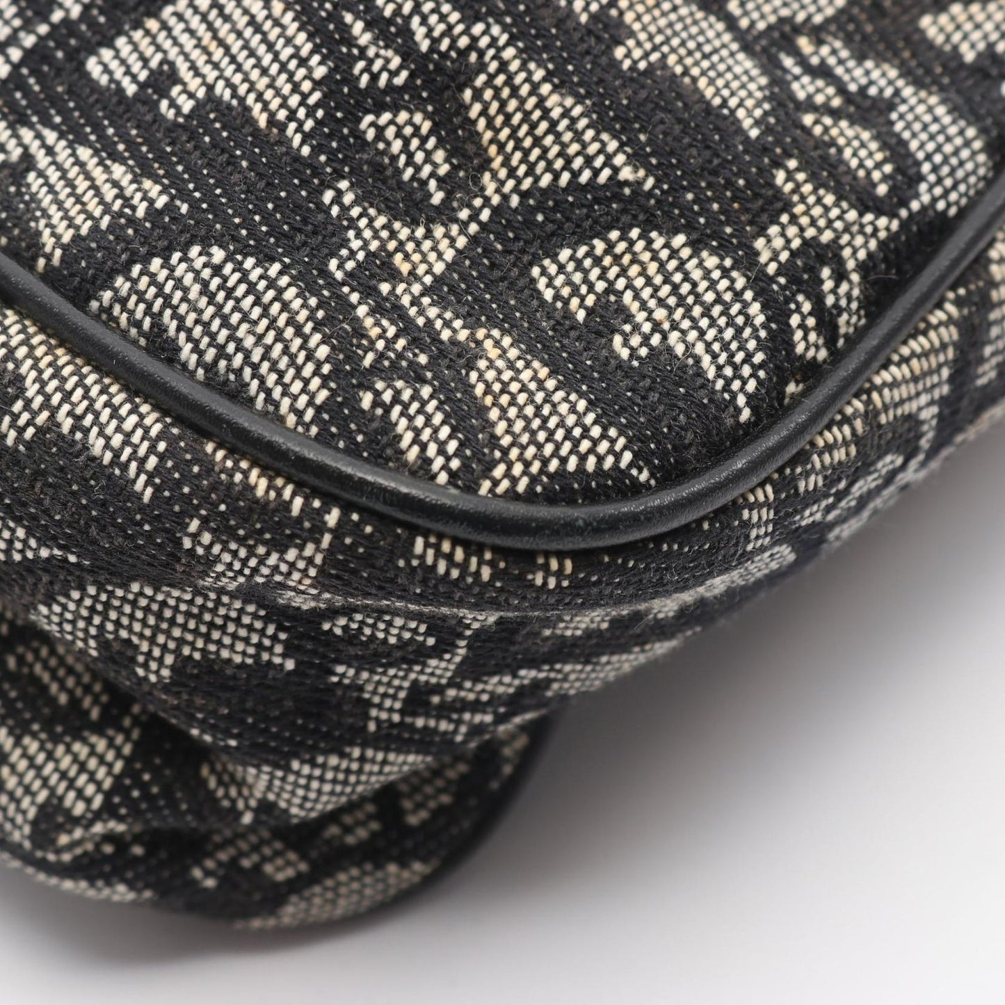 Dior Shoulder Bag Saddle Trotter Beige Navy Canvas Leather Oblique — view 6
