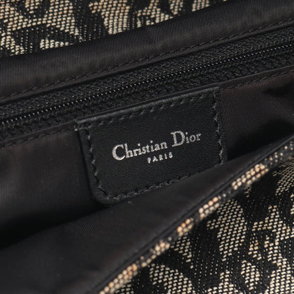 Dior Shoulder Bag Saddle Trotter Beige Navy Canvas Leather Oblique — view 4