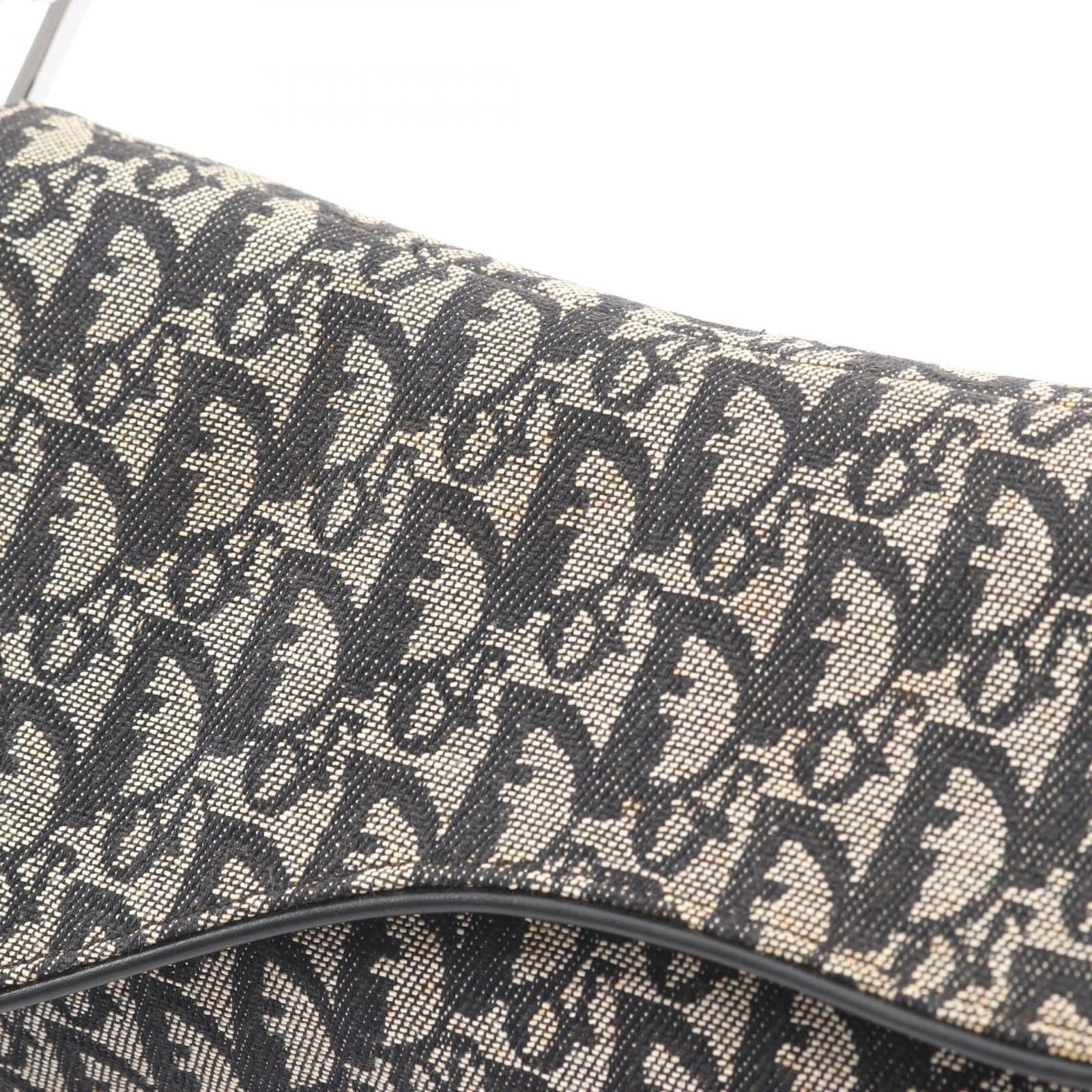 Dior Shoulder Bag Saddle Trotter Beige Navy Canvas Leather Oblique — view 9