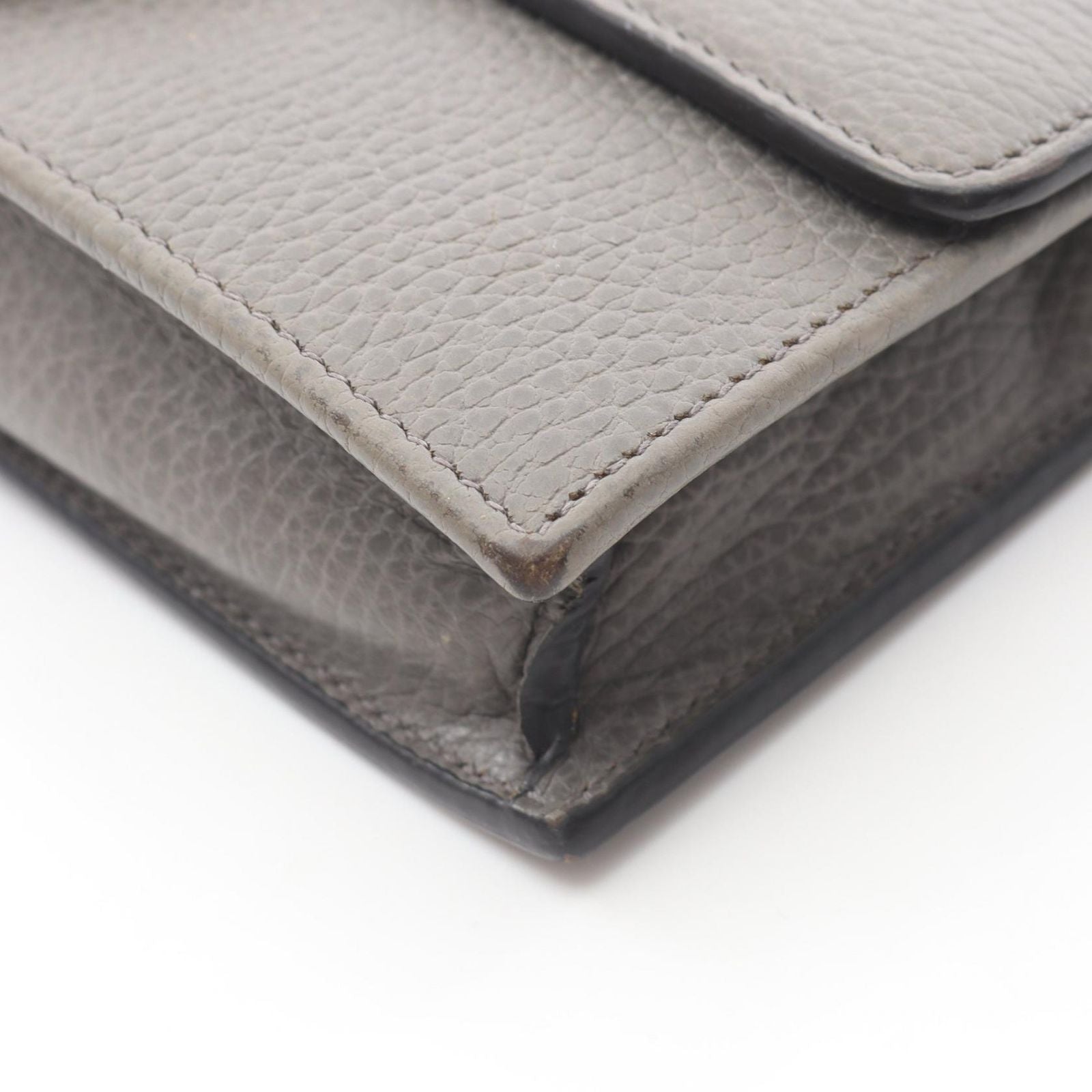 Gucci Shoulder Bag Interlocking Gray Leather Chain Wallet — view 8
