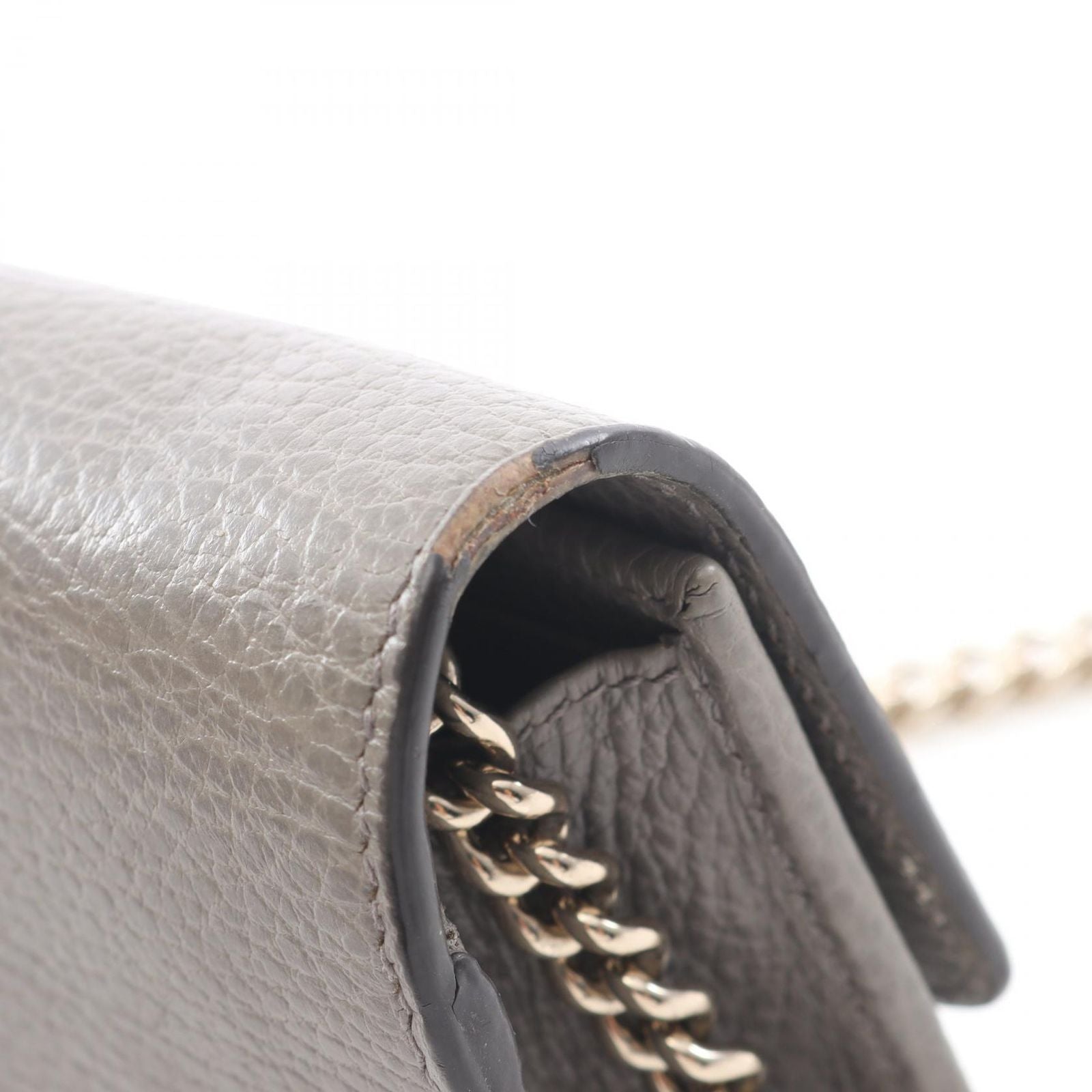 Gucci Shoulder Bag Interlocking Gray Leather Chain Wallet — view 6