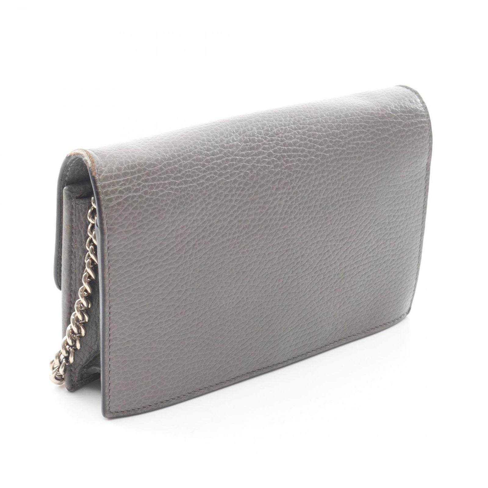 Gucci Shoulder Bag Interlocking Gray Leather Chain Wallet — view 2