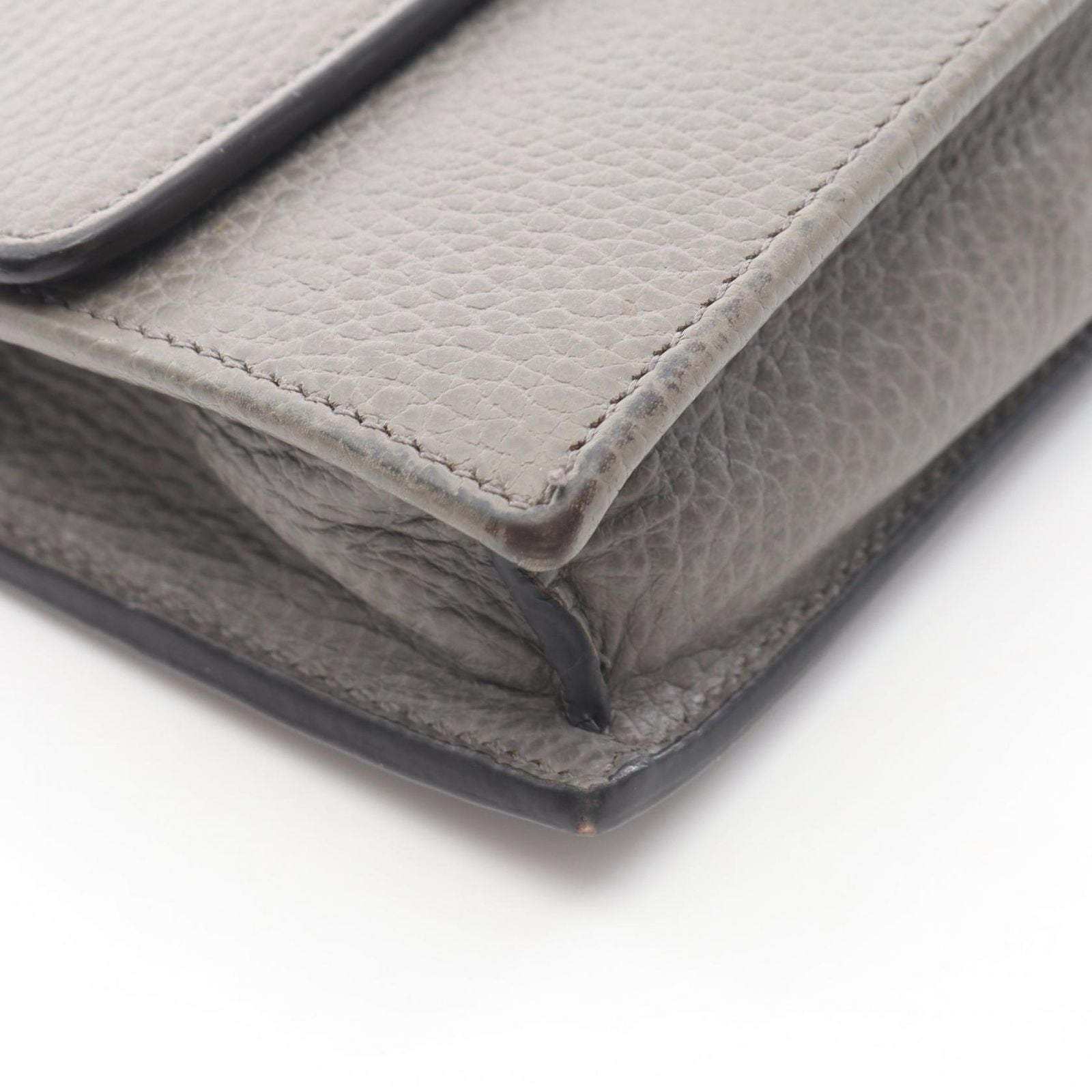 Gucci Shoulder Bag Interlocking Gray Leather Chain Wallet — view 9
