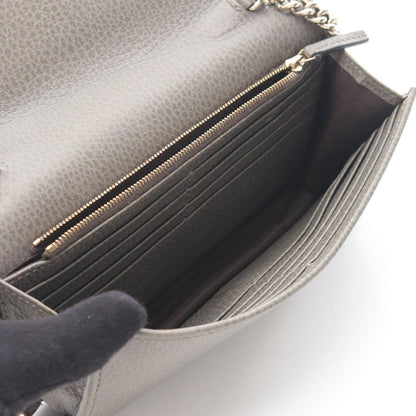 Gucci Shoulder Bag Interlocking Gray Leather Chain Wallet — view 3