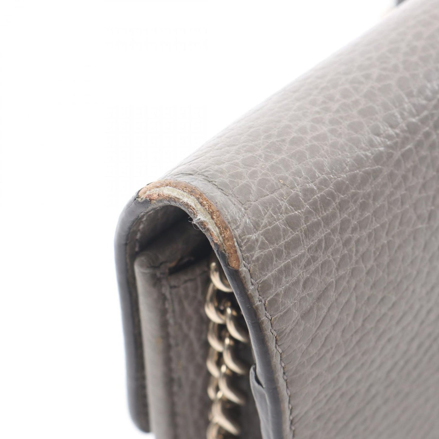 Gucci Shoulder Bag Interlocking Gray Leather Chain Wallet — view 5