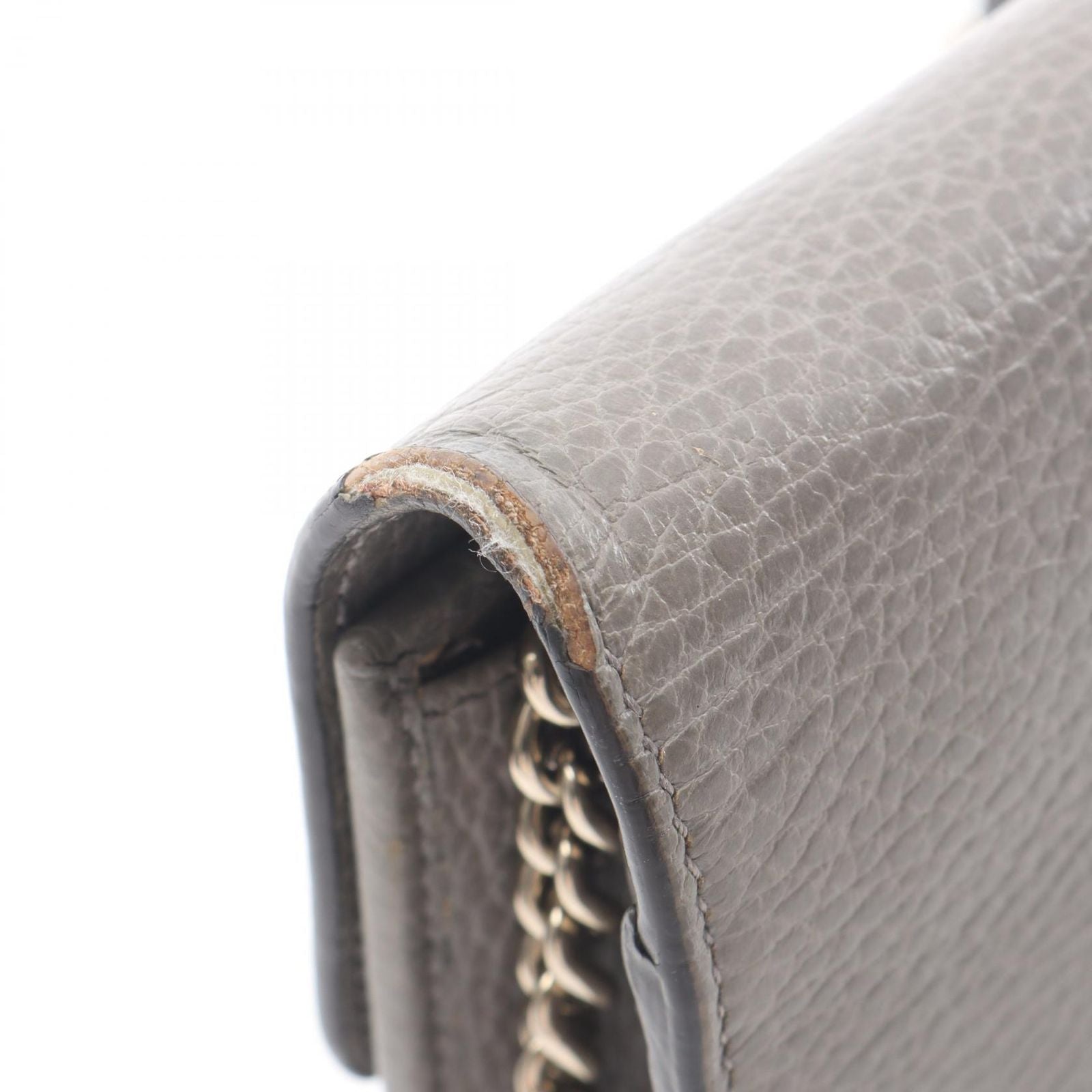 Gucci Shoulder Bag Interlocking Gray Leather Chain Wallet — view 5