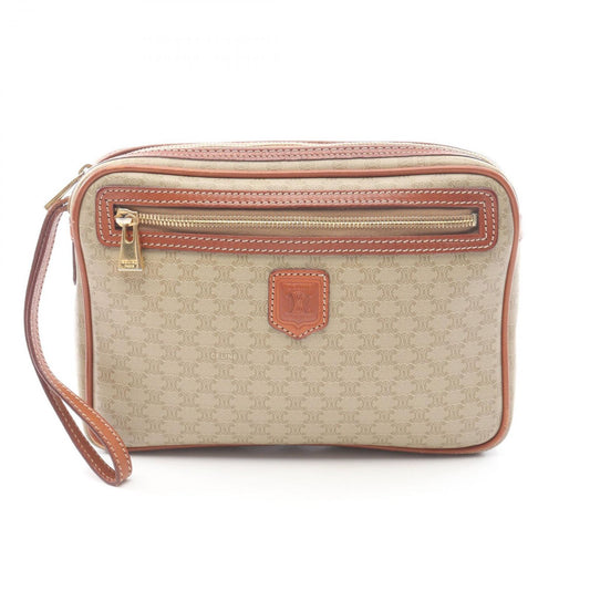 Celine Clutch Macadam Beige Canvas Leather Triomphe
