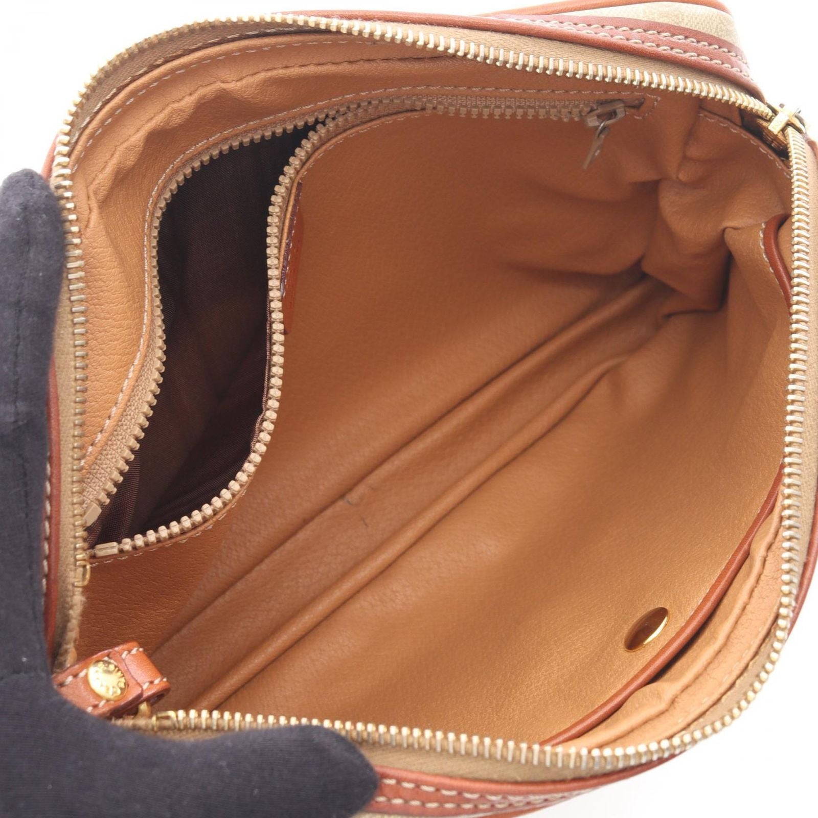 Celine Clutch Macadam Beige Canvas Leather Triomphe — view 3